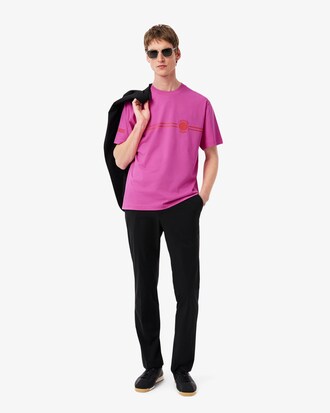 Camiseta estampada con bordado de punto jersey de algodón