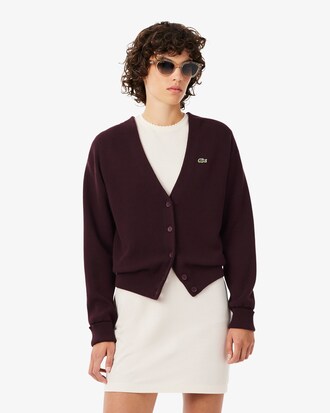 Chaqueta de punto musgo de algod&oacute;n con cuello de pico