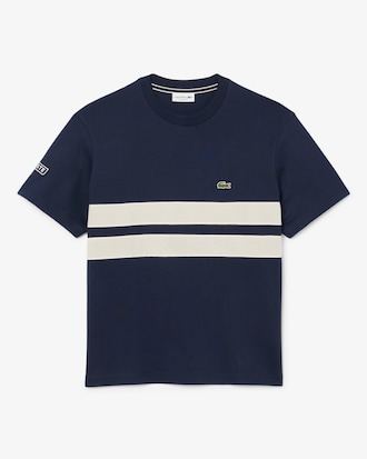 Camiseta con franja de malla de punto jersey grueso