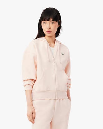 Sudadera con capucha de piqué con cremallera