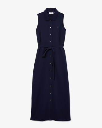 Vestido polo largo de minipiqué elástico