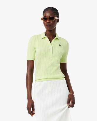 Polo de pointelle de corte ajustado L.12.D con detalles de marca