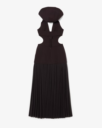 Vestido con capucha plisado largo Runway