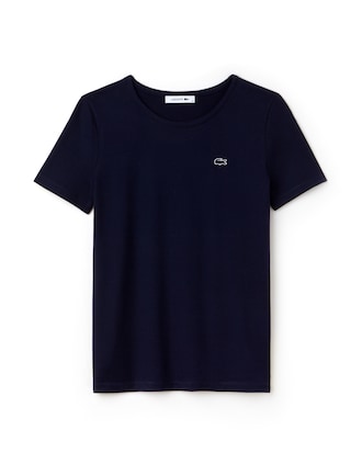 Camiseta De Cuello Redondo De Punto De Algodón Fluido Liso