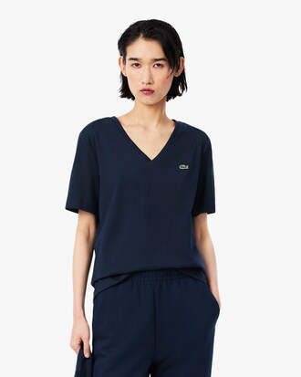 Camiseta de corte holgado con cuello de pico de algod&oacute;n suave
