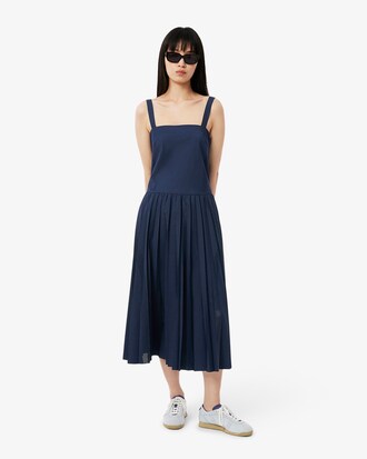 Vestido largo plisado de tirantes
