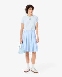 Falda midi plisada con efecto petit piqu&eacute;