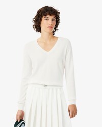 Jersey de cuello de pico de punto de canal&eacute; sin costuras