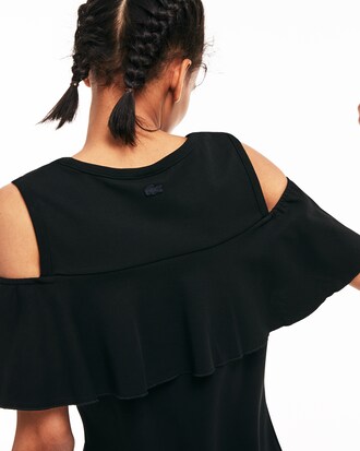 Vestido de mujer Lacoste LIVE en felpa con volante y abertura en los hombros