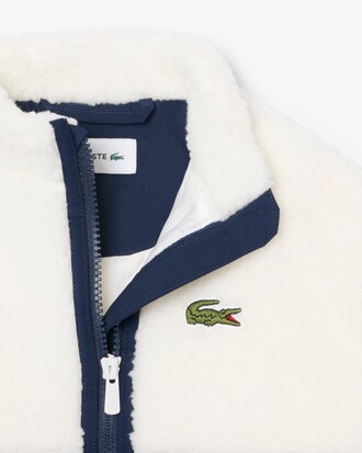 Chaqueta unisex de borreguillo con bloques de color