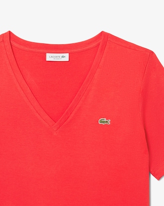 Camiseta de corte holgado con cuello de pico de algodón suave
