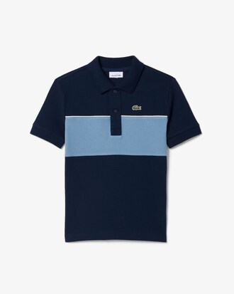 Polo de petit piqu&eacute; con franja en contraste