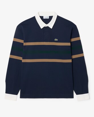 Polo de rugby de piqu&eacute; de rayas de corte holgado