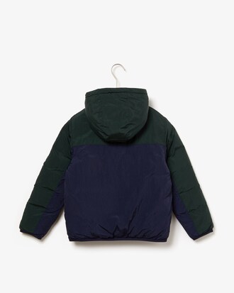 Chaqueta acolchada de ni&ntilde;o con capucha y dise&ntilde;o color block