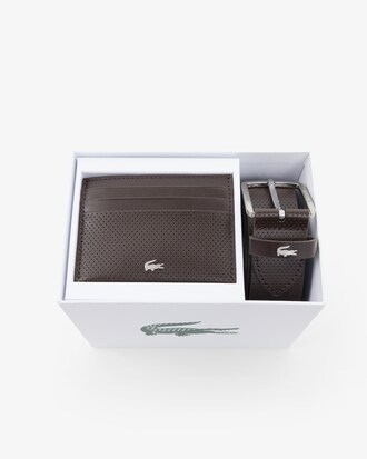 Set de regalo de cintur&oacute;n de piel y tarjetero