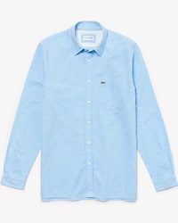 Camisa de hombre regular fit en popel&iacute;n de algod&oacute;n y lino de cuadros peque&ntilde;os