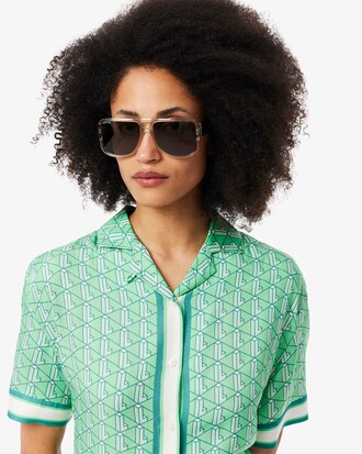 Camisa con estampado de monograma oversized
