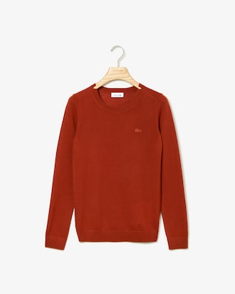 Jersey de mujer en lana con cuello redondo de muesca