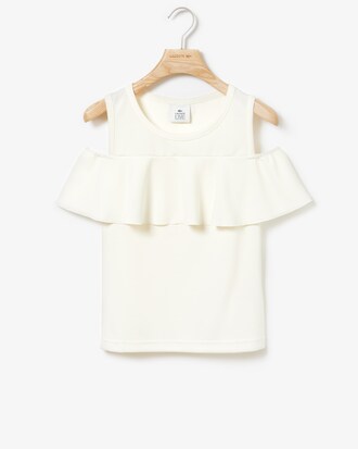 Camiseta de mujer Lacoste LIVE en felpa con volante y abertura en los hombros