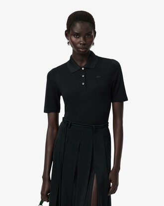 Polo de minipiqu&eacute; de seda de corte ajustado Runway