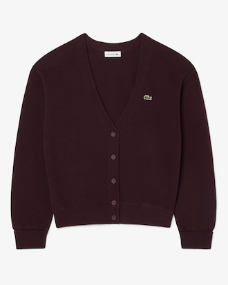 Chaqueta de punto musgo de algod&oacute;n con cuello de pico