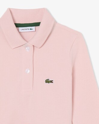 Vestido polo de manga larga de piqu&eacute; el&aacute;stico