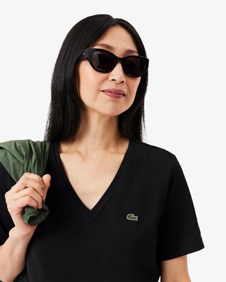 Camiseta de corte holgado con cuello de pico de algod&oacute;n suave