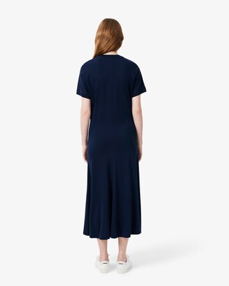 Vestido camisero largo de piqu&eacute; vaporoso