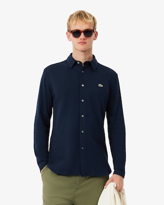 Camisa de piqu&eacute; de algod&oacute;n de corte ajustado