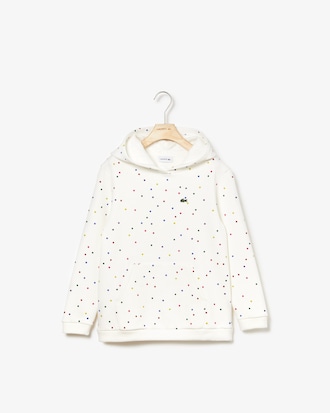 Sudadera de niña en felpa de lunares de colores con capucha