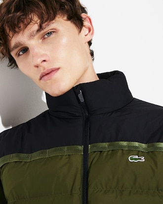Chaqueta acolchada de hombre Lacoste SPORT con cremallera y dise&ntilde;o color block resistente al agua