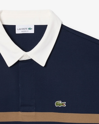 Polo de rugby de piqu&eacute; de rayas de corte holgado