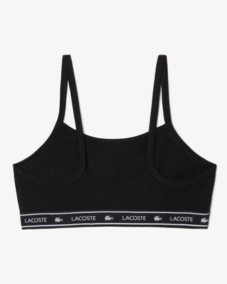 Bralette de algod&oacute;n el&aacute;stico con cinta de logotipo