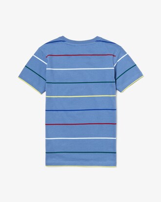 Camiseta de niño en algodón de raya diplomática de colores con cuello redondo
