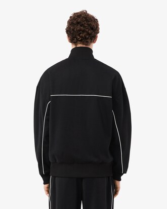 Sudadera con cremallera y ribete en contraste