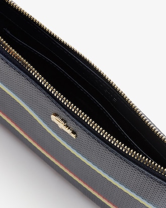 Clutch Chantaco piel piqué rayas colores cremallera