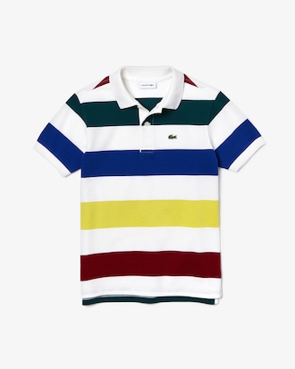 Polo de ni&ntilde;o Lacoste en piqu&eacute; de algod&oacute;n de rayas de colores