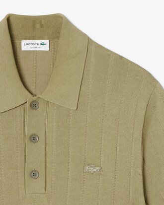 Jersey de cuello polo de canalé con caída