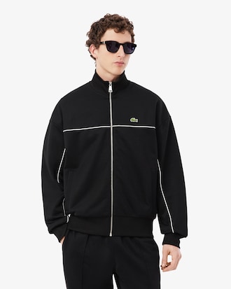 Sudadera con cremallera y ribete en contraste