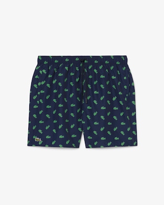 Short de ba&ntilde;o de largo medio con estampado de cocodrilos