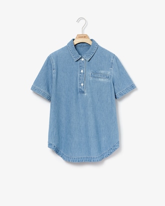 Camisa tejido vaquero ligero cuello polo