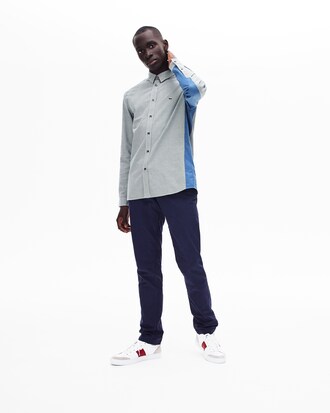 Camisa de hombre regular fit en algod&oacute;n de cuadros de dos materiales