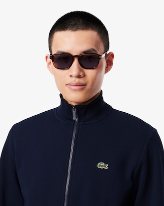 Sudadera de felpa de cuello alto y cremallera