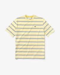 Camiseta de hombre Lacoste LIVE en algod&oacute;n de rayas multicolores con cuello redondo