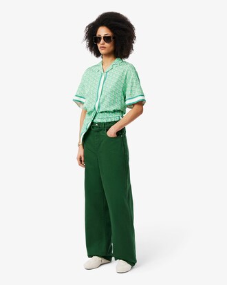 Camisa con estampado de monograma oversized