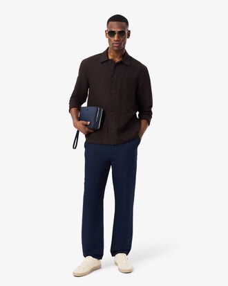 Pantal&oacute;n chino de lino de corte regular