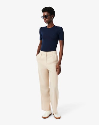 Jersey de manga corta de punto de canal&eacute; de lana merino