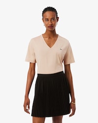 Camiseta de corte holgado con cuello de pico de algod&oacute;n suave
