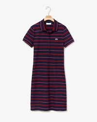 Vestido polo de mujer en piqu&eacute; de algod&oacute;n stretch de rayas