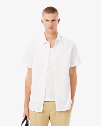 Camisa de corte regular de algodón de manga corta